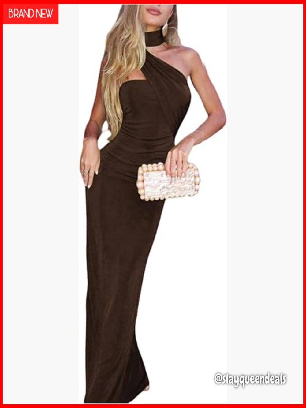Halter Maxi Dress Ruched Bodycon Formal Evening Gown with Scarf